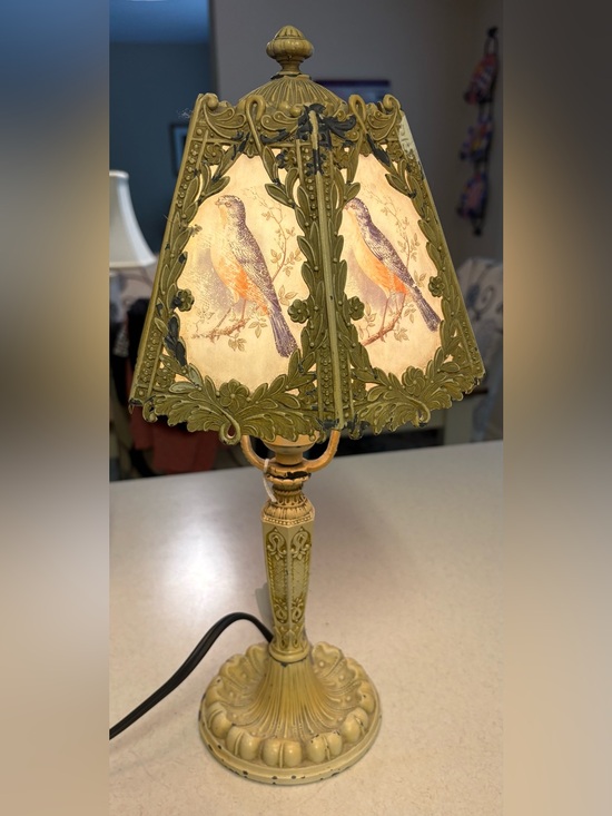 Other - Antique Cast Metal Boudoir Lamp Decorative Bird Relief / Similar Lamps Made 1920